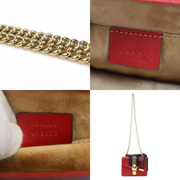 GUCCI Red Leather Sylvie Shoulder Bag - Picture 5 of 5